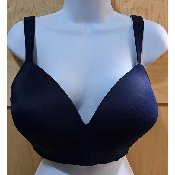 Cacique Womens Navy Blue Plunge Bra With Adjustable Straps Back Closure Sz 40F - Picture 1 of 10